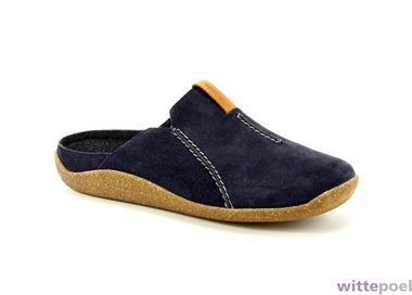 Westland pantoffel Vince 02 830 blauw - zijkant rechts - bij Wittepoel